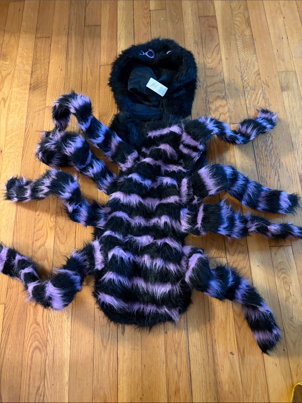 Kids Black & Purple Fuzzy Spider Costume Hoodie